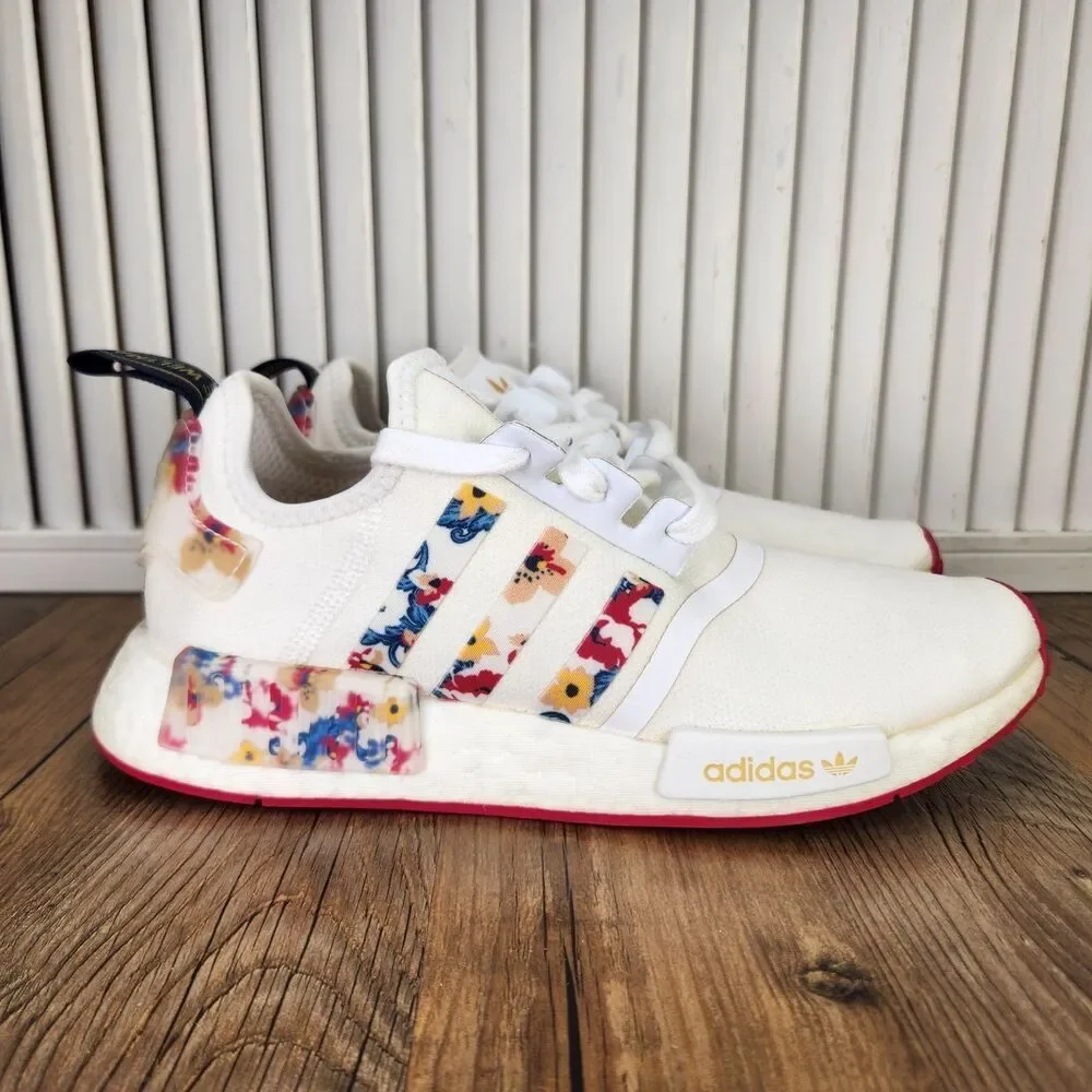 Adidas Her Studio London x NMD_R1 Floral Womens Sz 8 White Trainers Shoes FY3666